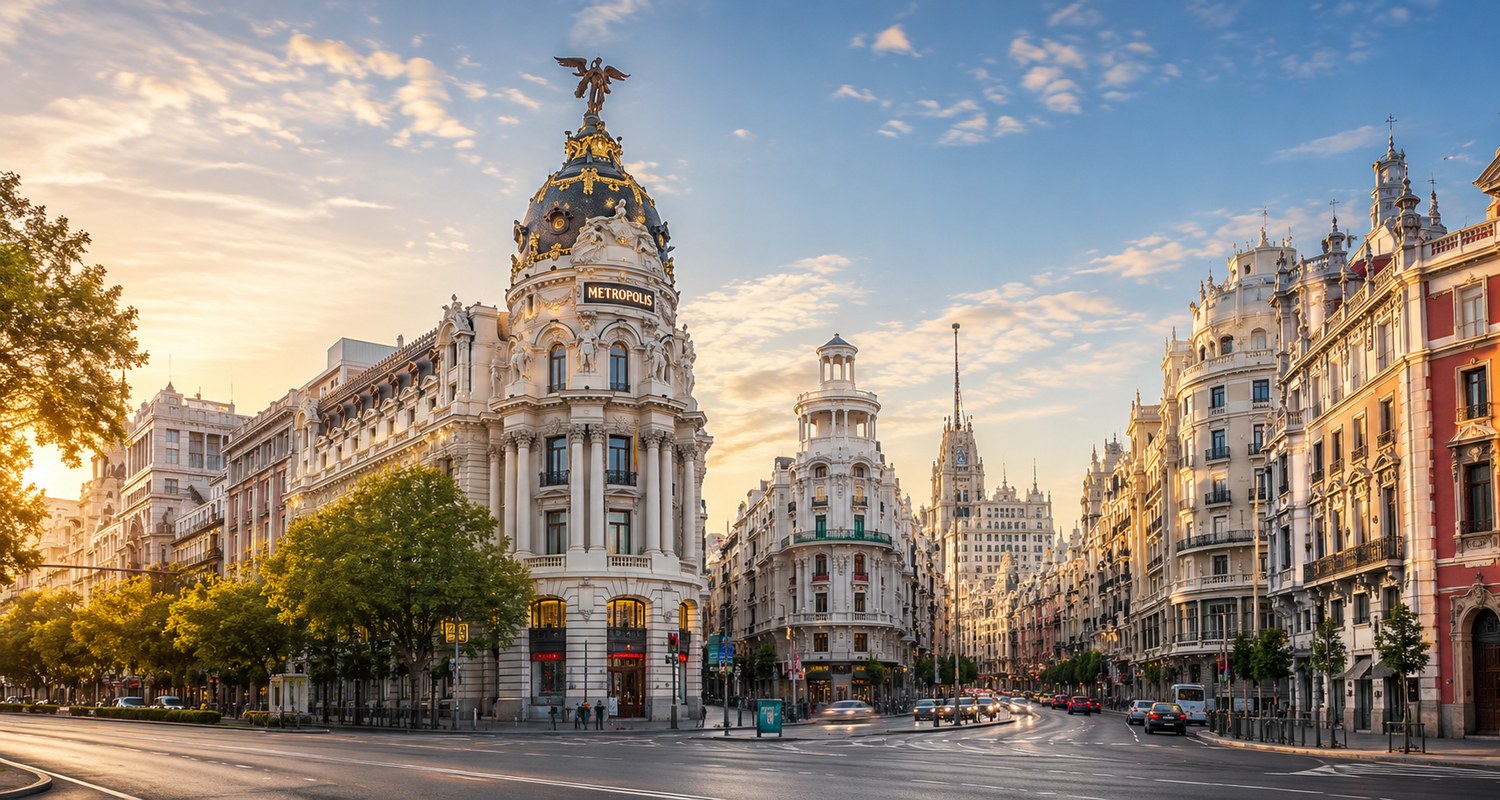 Gran Vía, Madrid at golden hour